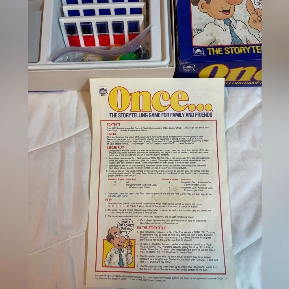 Once...The Story Telling Game for Family and Friends Games 1987 - Very Good +
